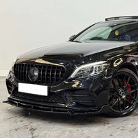 C Class - W205/C205 Facelift: Gloss Black AMG Style Front Splitter 19-21